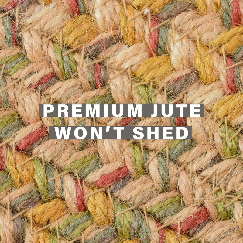 Homespice Harvest Jute Bathroom Rug Brown 20x30 - Small Multi Color Braided Rugs for Country Primitive Home Decor, Reversible, No Shed Jute for Easy Maintenance - Image 4
